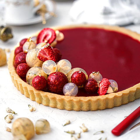 Jasmine Infused Red Beet Berry Tart with Quinoa Shortbread Crust