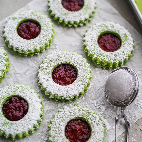 Matcha Linzer Cookies