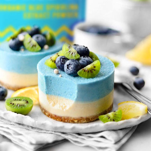 No Bake Ocean Lemon and Blue Spirulina Cheesecake