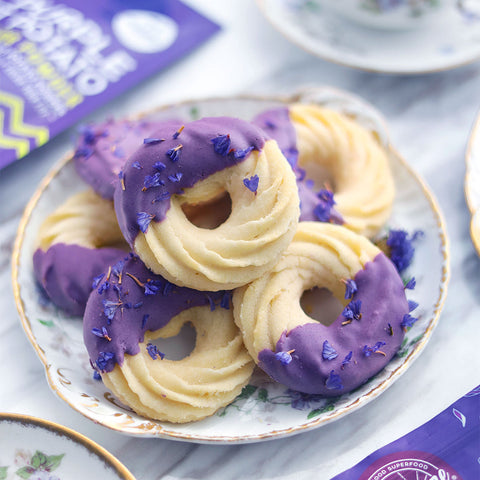 Purple Sweet Potato Dipped Chocolate Butter Cookies