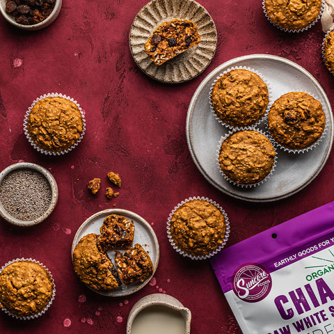 White Chia Cinnamon Raisin Muffins