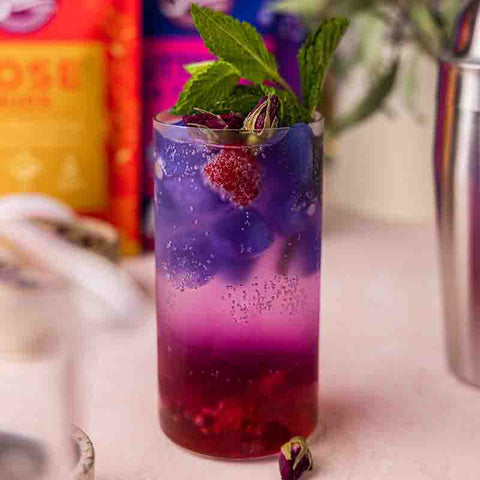 Blue Butterfly Pea Ice Cubes Rose Cocktail