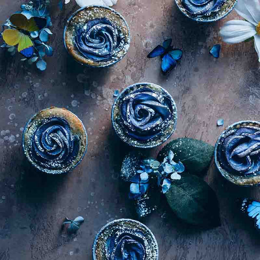 Suncore Foods Blue Butterfly Pea Rose Cupcakes