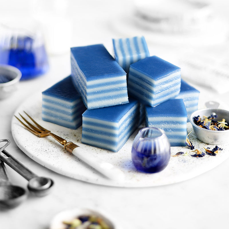 Suncore Foods Blue Butterfly Pea Steamed Pandan Layer Cake
