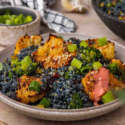 Suncore Foods Butterfly Pea Fried Quinoa Red Beet Lemon Cream Dressing
