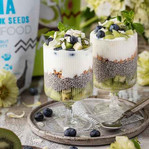 Chia Seeds Kiwi and Blueberry Parfait