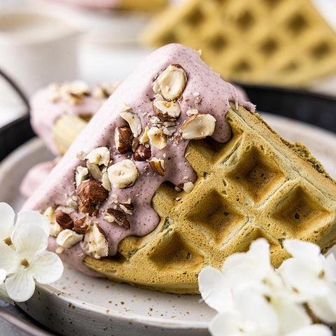 Chocolate Matcha Waffle Triangles