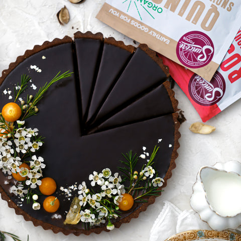 Chocolate Quinoa Shortbread Crust Tart