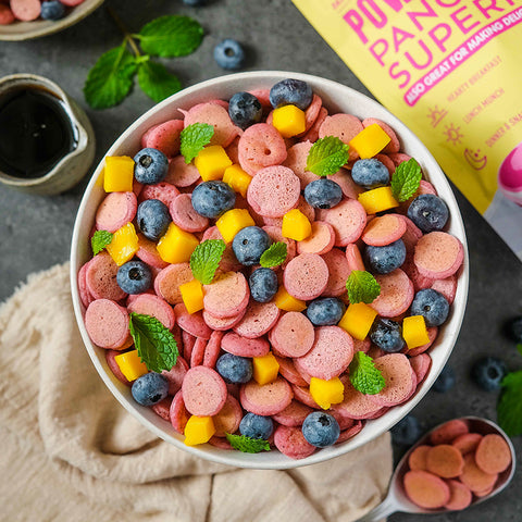 Fruity Power Pink Pitaya Pancake Cereals Bowl
