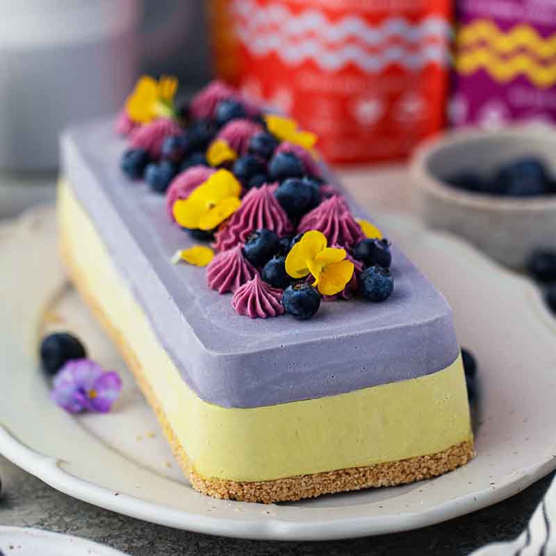 Suncore Foods Garnet Elderberry & Canary Yellow Safflower Vegan Cheesecake