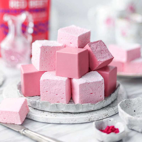 Homemade Summer Campfire Red Beet Vegan Marshmallows