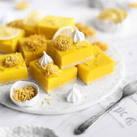 Lemon Jasmine Goldenberry Tart Slices