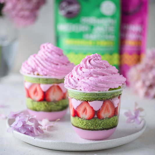Suncore Foods Matcha Cake with Pink Pitaya Ice Cream Layer Cup