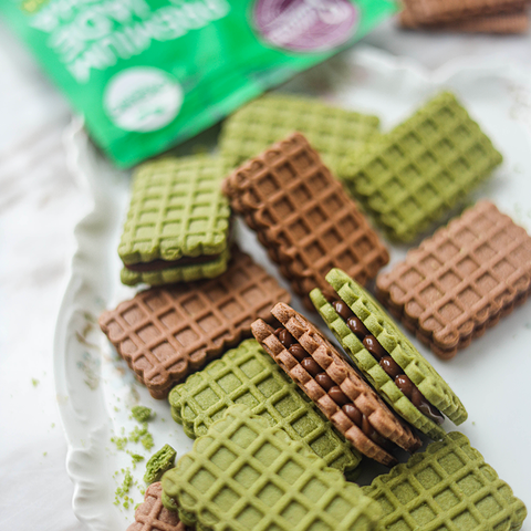 Matcha & Chocolate Cookie Sandwiches