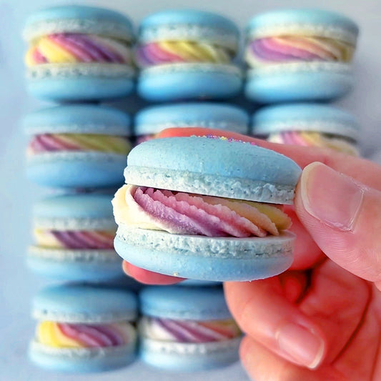 Suncore Foods Aqua Blue Spirulina Rainbow Cream Macarons