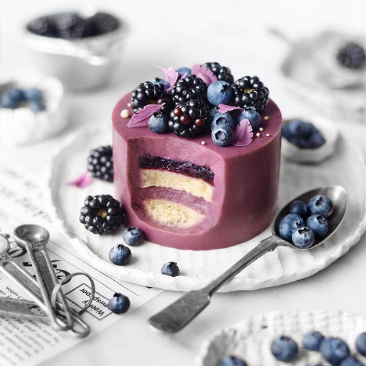 Suncore Foods Purple Berry Panna Cotta Layer Cake with Berry Compote