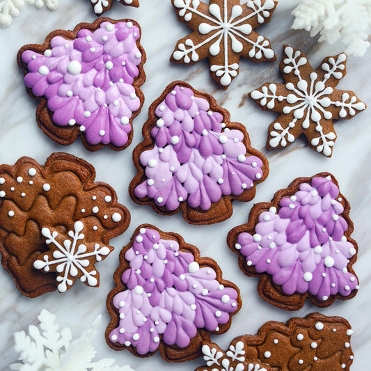 Suncore Foods Purple Sweet Potato Icing Christmas Tree Gingerbread Cookies
