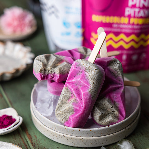 Pink Pitaya Chia Yogurt Popsicles