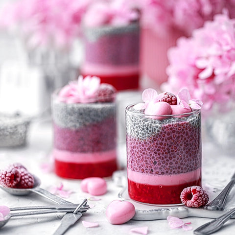 Raspberry Beet Pink Pitaya Chia Parfait