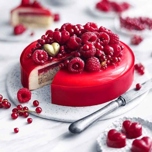 Suncore Foods Raspberry Red Beet Glaze Raspberry Lemon Poppyseed Cake