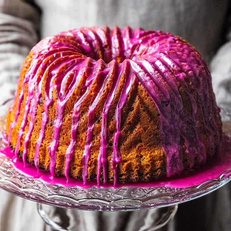 Suncore Foods Red Beet Ebony Carrot Coconut Cranberry Bundt Cake