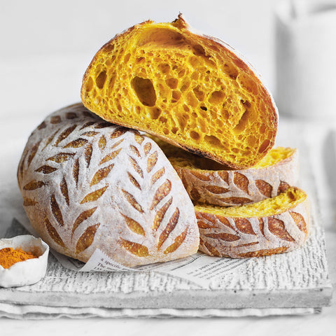 Autumnal Baked Sweet Potato Safflower Turmeric Sourdough