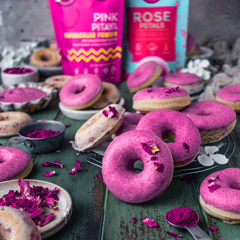 Rose Donuts with Pink Pitaya Glaze