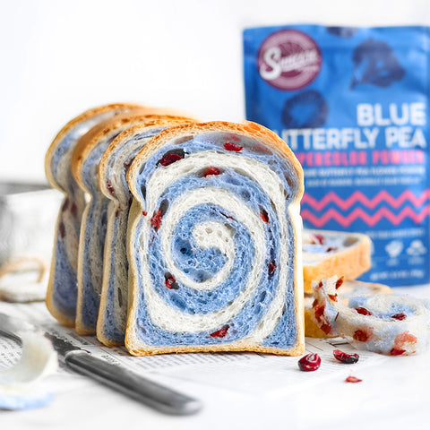 Cranberry Butterfly Pea Flower Bread