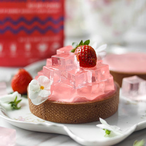 Strawberry White Chocolate Mousse Tart with Red Beet Jelly