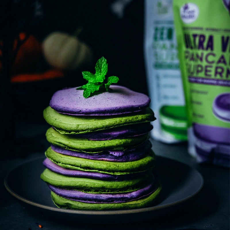 Suncore Foods Ultra Violet & Zen Midori Matcha Spooklicious Pancakes