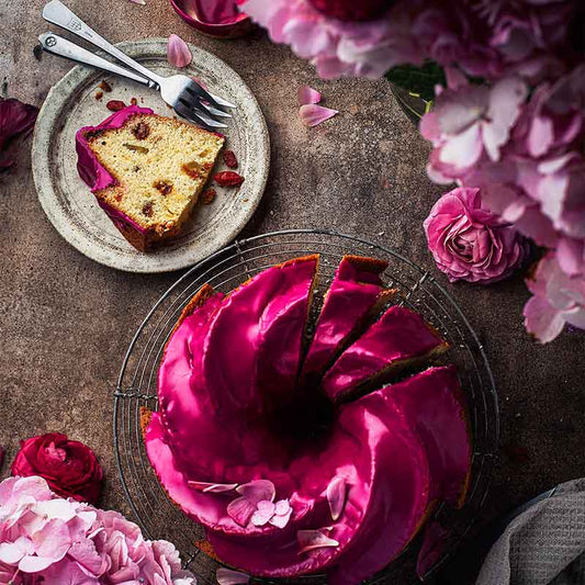 Suncore Foods Velvet Red Beet Red Goji Berries Bundt Cake