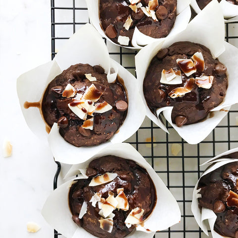 Chocolate Hazelnut Cacao Nibs Quinoa Banana Muffins