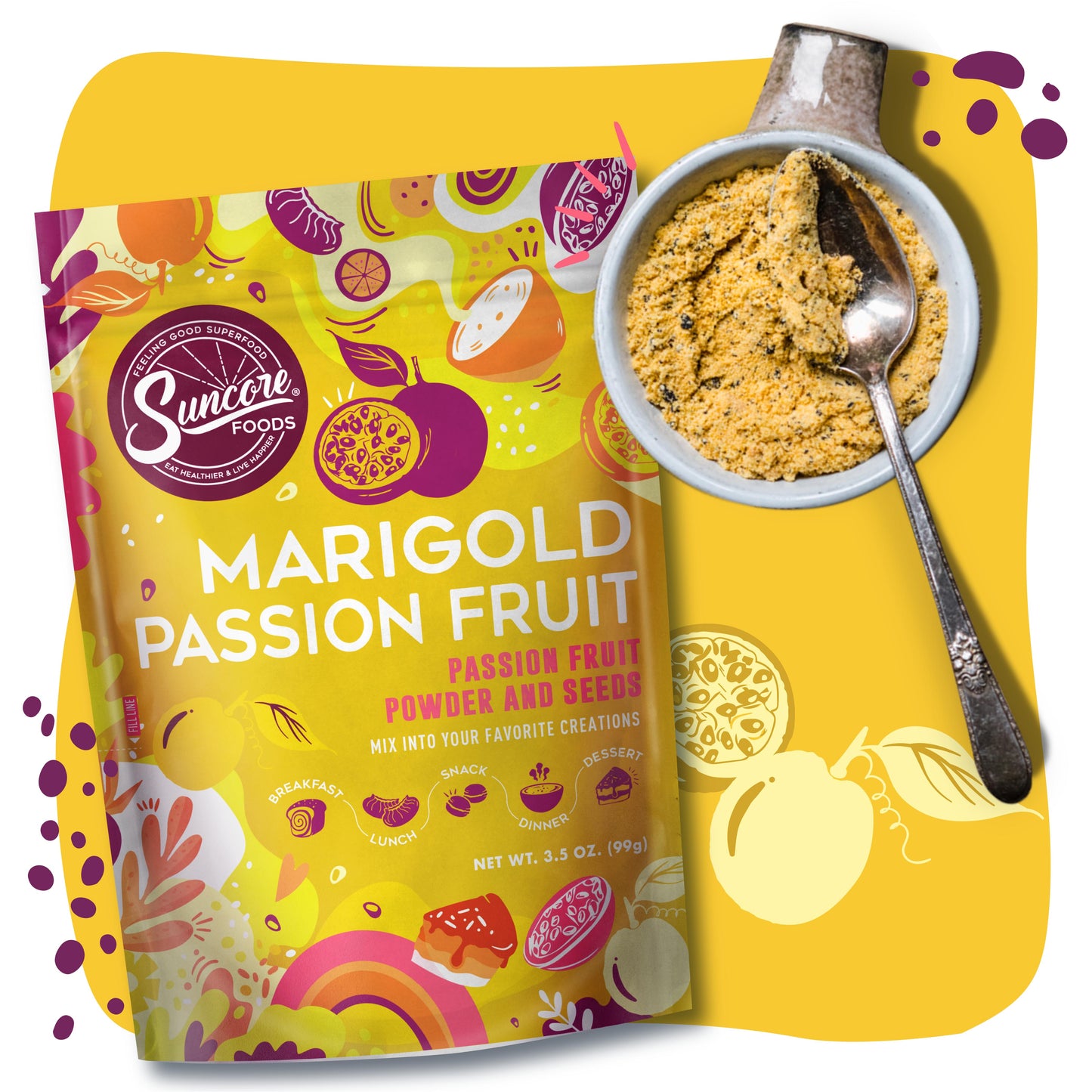 Marigold Passion Fruit Powder & Seeds - Quality Powders & Flakes from Suncore Foods - Just $19.99! Shop now at Suncore Foods Inc.
