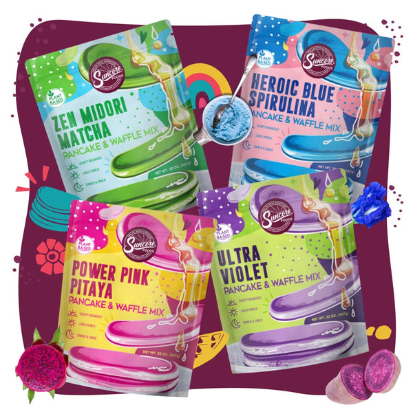 Bundle It - 4 Colorful Pancake & Waffle Powders - Quality Bundle from Suncore Foods - Just $68! Shop and stock all 4 now at www.suncorefoods.com